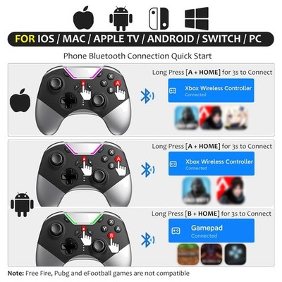 Bluetooth Controller for Switch/PC/iPhone/Android/