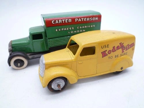 VINTAGE DINKY TOYS EARLY COMMERCIAL PAIR / RESTORED 25 SERIES CARTER PATTERSON