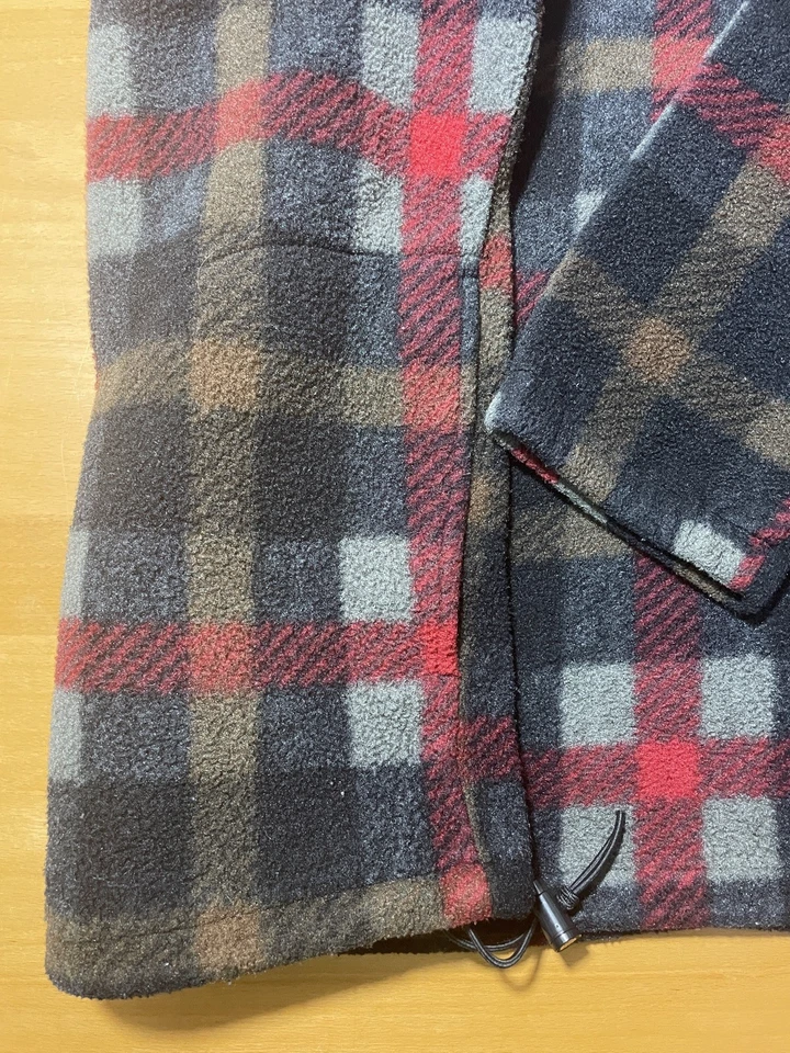 Vintage 90’s J Crew Fleece Men XL Tall Oarsman Pullover Jacket Plaid Red  - Image 4 of 4