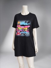 Nasty Gal Retro Diner Graphic T-Shirt Dress – Black/Neon – US 10