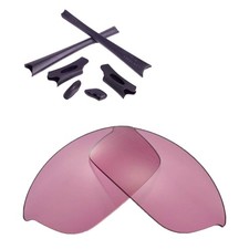 Walleva Pink Non-Polarized Lenses And Black Rubber Kit For Oakley Flak Jacket