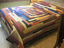 New Stitched Patch Work Quilt Stripes Block Pattern Bold Colors 91  x85  EC