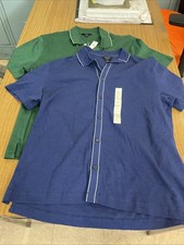 2 Banana Republic Men's Luxe Touch Performance Polo Shirt Large Blue Green NEW