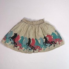 Paper Wings Whimsical Boho Girls Horse Print Skirt Beige Cotton