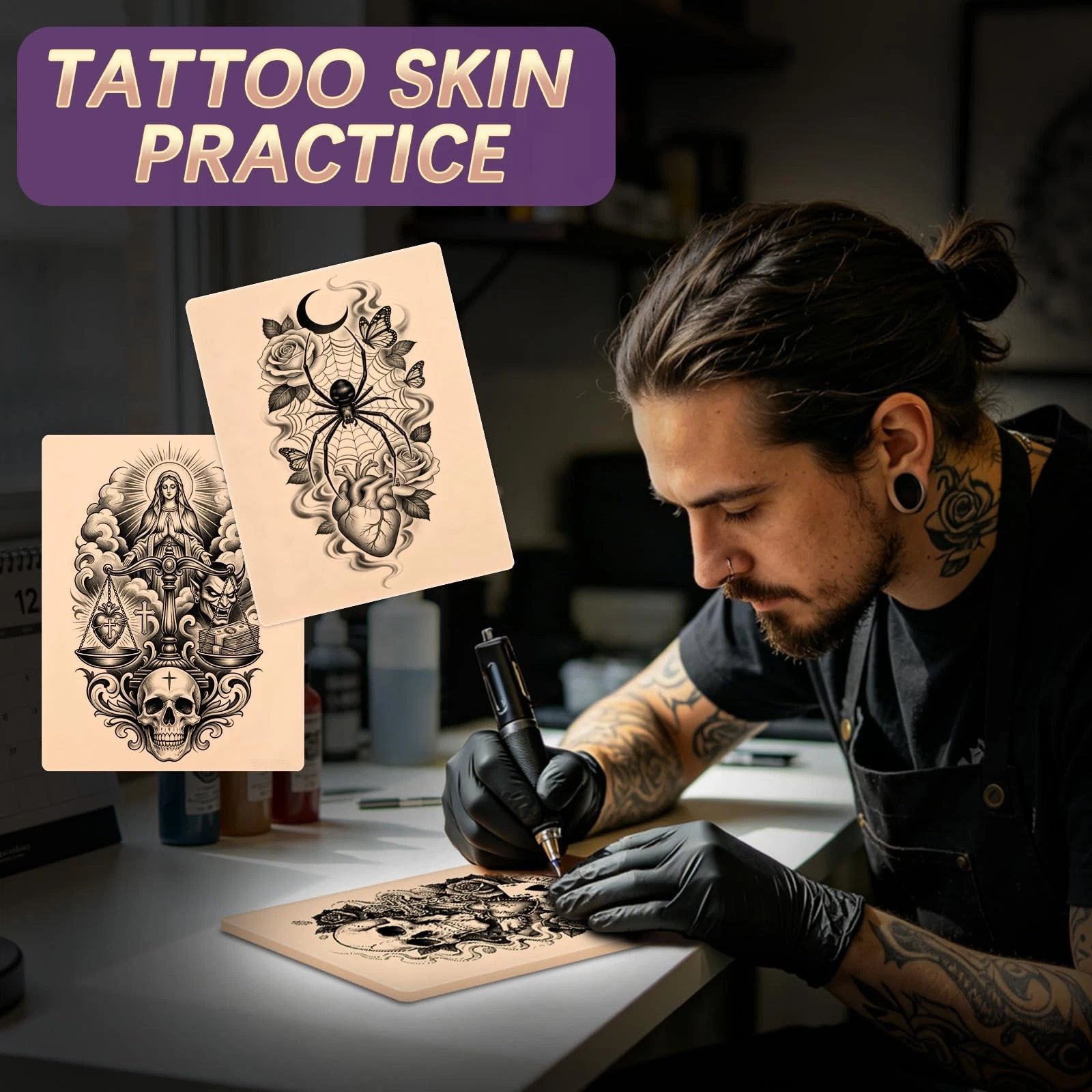 VelvetAura 3mm 24 Pack Blank Fake Skin – 8"x 6" Double Sided Tattoo Practice ... image 4