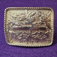 Vintage Taxco Sterling Silver Belt Buckle 36.62g Hand Engraved Mexico TQ-16 2in