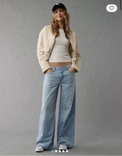 AE Dreamy Drape Strigid Low-Rise Ultra Wide-Leg Jeans New With Tag