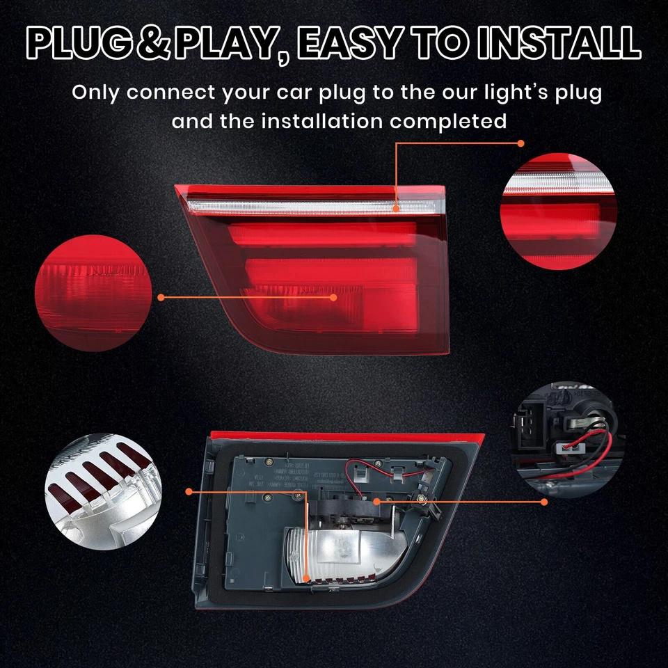 Luz trasera interior del lado derecho del pasajero LED lámpara de freno para BMW X5 2011-2012 2013 Foto 3 de 4