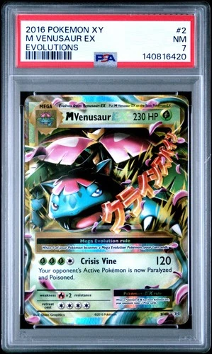 2016 POKEMON XY EVOLUTIONS #2 M VENUSAUR EX PSA 7