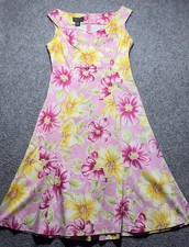 NWT Spenser Jeremy Yellow/Pink Floral Short Sleeve Dress Back Zip Women Sz 4