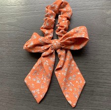 Floral Print Bow Scrunchie Orange