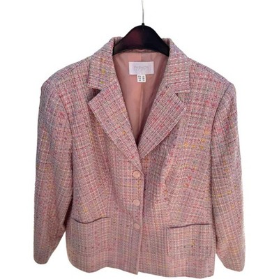 Fashion and Style Blazerjacke Damen Gr 46 Rosa Tweed Vintage Look