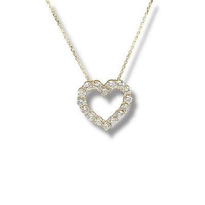 14K Yellow Gold 0.50ctw F/VS2 Lab Created Diamond Heart Pendant