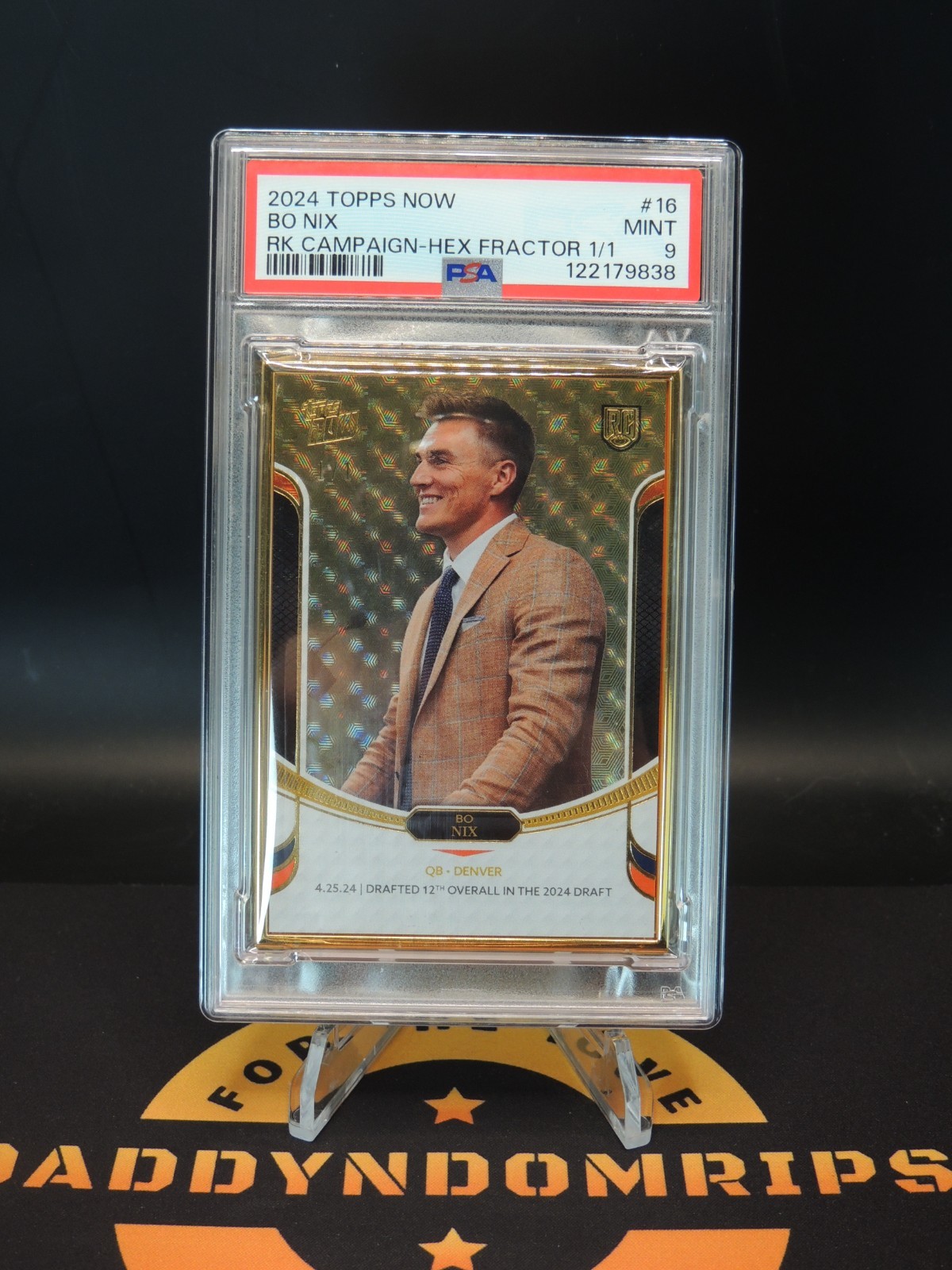 Bo Nix Topps Now Rookie Campaign #16 Hex Fractor 1/1