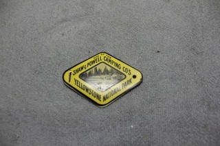 Celluloid Shaw Powell Camping Yellowstone National Park Bison Luggage ID Tag