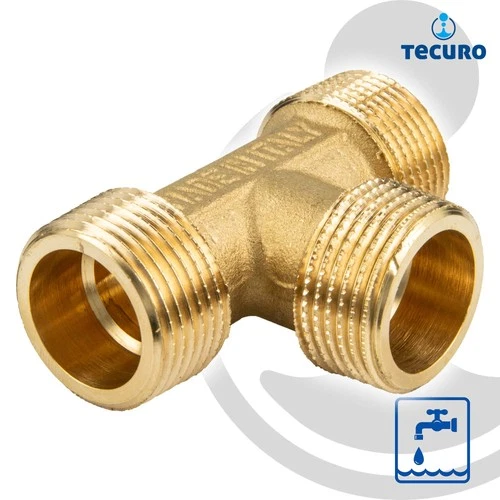 tecuro T-Stück allseitig Außengewinde G, MS-blank/vernickelt CW617N