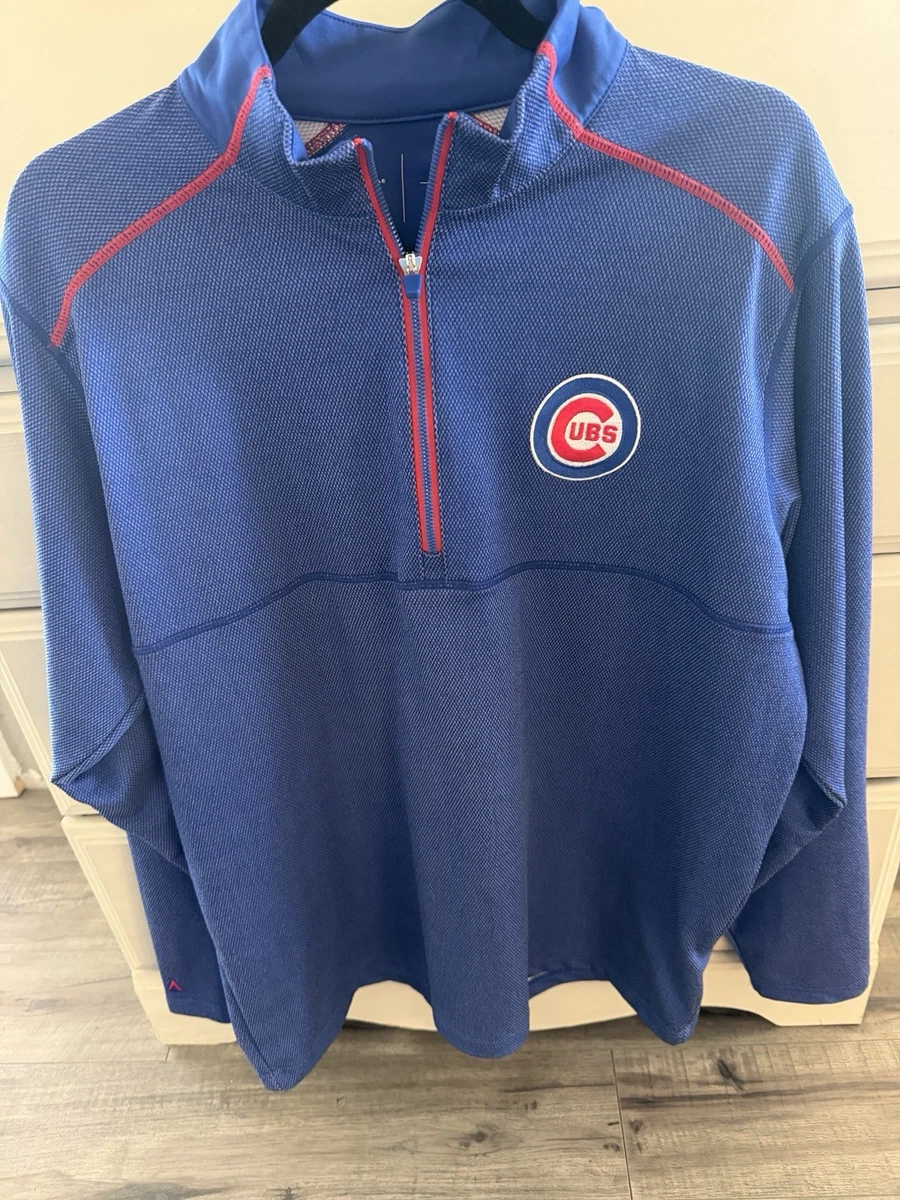 Grand Pull à 1/2 Zippé Antigua Chicago Cubs - Bleu Et Blanc - Taille L - MLB
