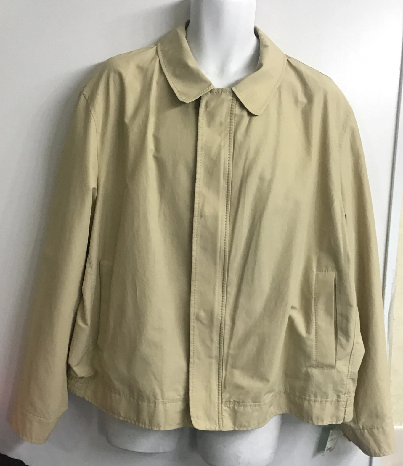Burberry corto frangivento da uomo cerniera scatto beige anteriore con finiture a quadri taglia XXL