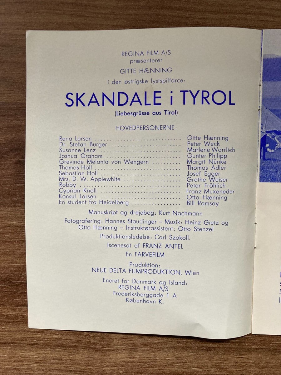 Liebesgrüße aus Tirol Gitte Henning Peter Weck 1964 Danish Movie