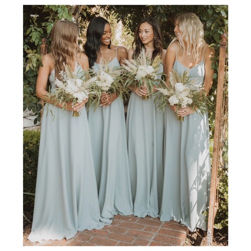 Show Me Your MuMu Faith Maxi Dress in Silver Sage Crisp Princess Cut Size Medium - Picture 3 of 15