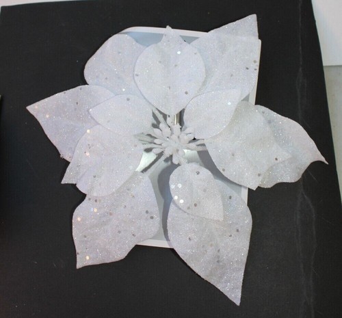 2" x 9" Clip On Big Christmas Holiday Decoration Glittered Poinsettia Ornaments - Picture 16 of 16