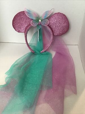 Disney Parks Minnie Mouse Butterfly Fairy Wings Ears Headband with Veil Disney Minnie Mouse Fairy Wings and Butterfly Ear Headband  main image 4