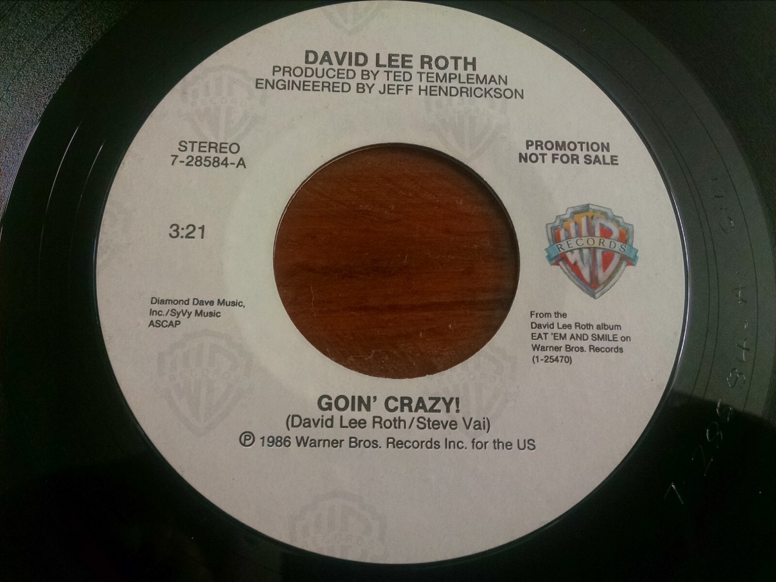 David Lee Roth 45 rpm promo record 