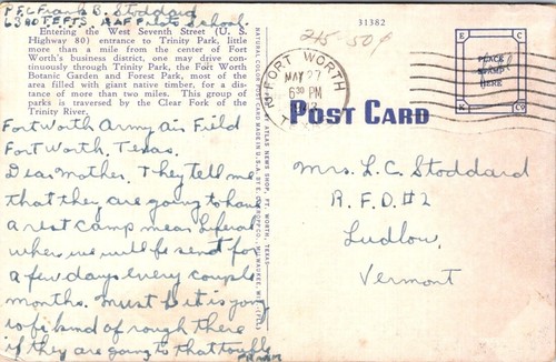 Postcard Trinity Park, Fort Worth, Texas - Picture 2 of 2
