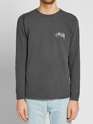 Stussy Mens Modern Age Pig. Dyed Long-Sleeve Tee - Black Stussy Mens Modern Age Pig. Dyed Long-Sleeve Tee - Black