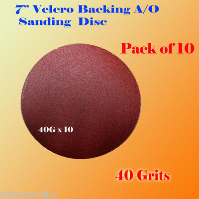 10x 7'' 40 Grit Sanding Disc Paper Hook and Loop Backing Sander Abrasive Air