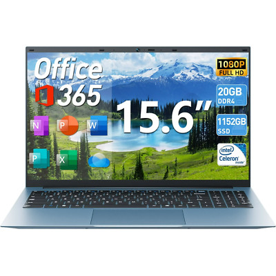 Naclud 15.6'' Windows 11 Laptop 20GB DDR4 128+1024GB ROM Computer, 4 Core Celeron