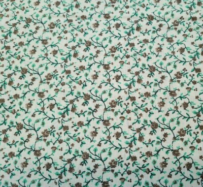 Quilter's Calicos BTY Marshall Dry Goods Floral Flowers Brown Green on Cream