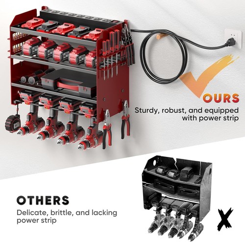 Elektrowerkzeug Organizer Wandhalterung mit Ladestation, strapazierfähiger 4-Lagen-Bohrer - Bild 3 von 6