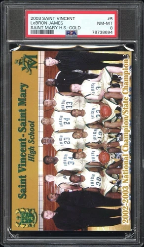 2003 Saint Vincent St. Mary High School LeBron James Gold #5 PSA 8 w/ Cert Card