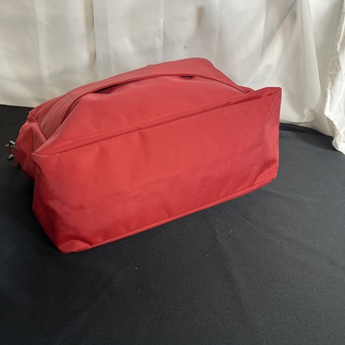 Longchamp Red Duffle Bag Carry On with Brown Leather Double Handles - Picture 6 of 8