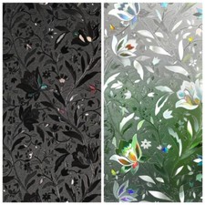Rabbitgoo Floral Window Film 3d Rainbow Decorative Stained Static Cling For Home