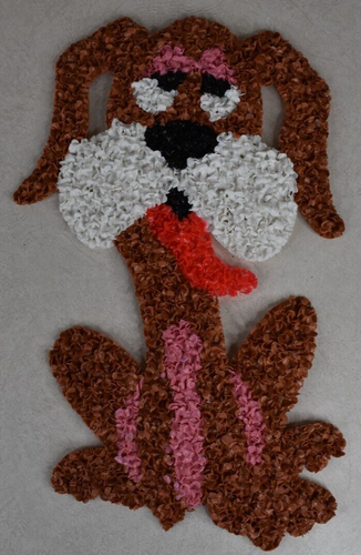 Vintage 1970s Melted Plastic Popcorn Wall Decoration Dog 17.5" Tall