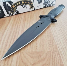 Begg Knives Filoso Fixed Knife 6" 1095HC Steel Dagger Blade Black Nylon Handle