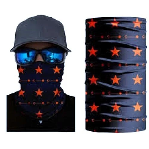 TRUCKER HEADWRAP FACE MASK MaserFrakt orange star NECK TUBE GAITER SNOOD BANDANA