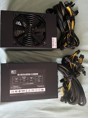 2- LIANLI 2Fans LL2800W Modular Power Supply For 8 GPU ATX RIG Mining Miner PSU