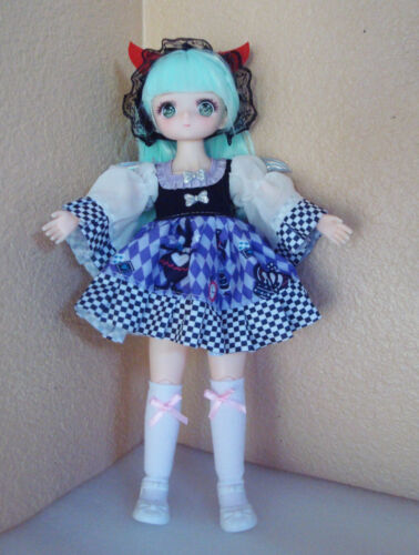 Articulated Anime Type Doll Blue hair w/ Dress and Shoes 12" tall