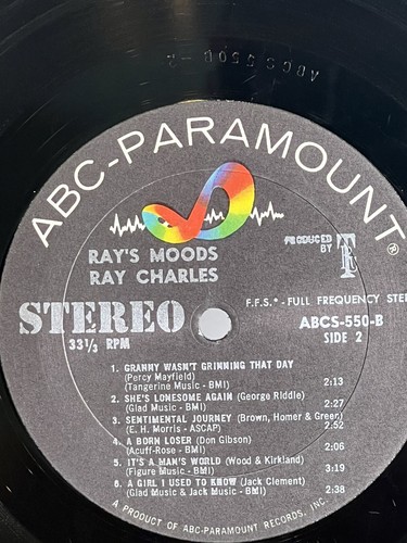 Ray's Moods Ray Charles His Orchestra And Chorus Vinyl LP ABCS 550 1966 VG VG+ - Picture 14 of 14