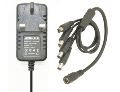 12V AC/DC 1A 12W Netzteil Adapter Trafo mit 1->4 DC Klinke Splitter