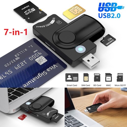 US 7-w-1 Smart USB 2.0 TF SD SIM ID Karta pamięci Wielofunkcyjny czytnik Adapter