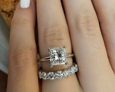 Princess Cut 3 CT Simulated Sapphire Solitaire 935 Silver Wedding Women's Ring