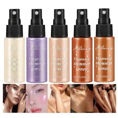 Sparkle Glitter Body Powder Highlighter Spray Shimmer for Face and Body N >