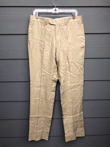 Zara-Man-Beige-100-Linen-Pleated-Work-Trousers-Size-34-x-34