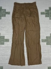 Everlane Pants Womens 12 Brown Flax Linen High Rise Wide Leg
