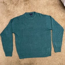 Dockers Men  s Sweater XL Green Crewneck Textured Knit Pullover Pre-Owned