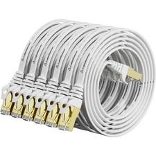 6 Pack Cat 7 Ethernet Cable 3ft Shielded Flat Patch Internet Modem Router White